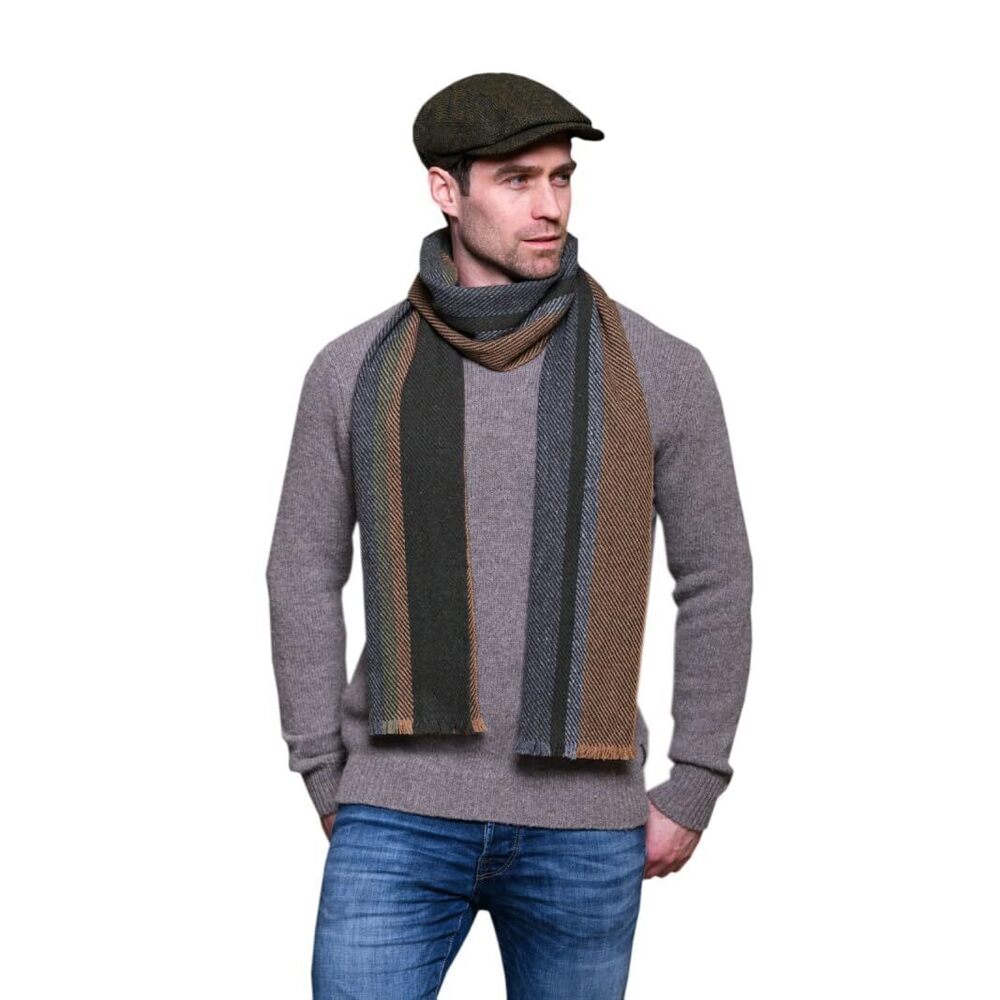 2829 ’s Tweed Scarf - Soft Donegal Green, Gray, Brown